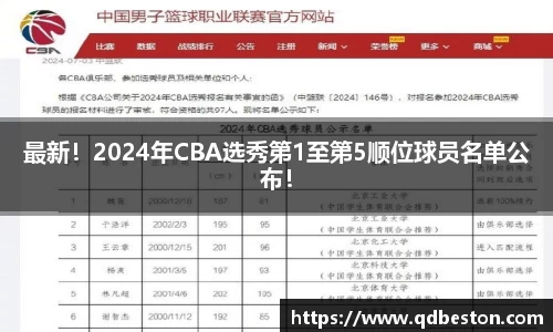 最新！2024年CBA选秀第1至第5顺位球员名单公布！