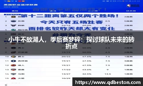 小牛不敌湖人，季后赛梦碎：探讨球队未来的转折点