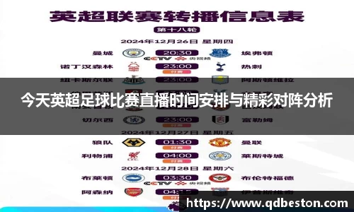 今天英超足球比赛直播时间安排与精彩对阵分析